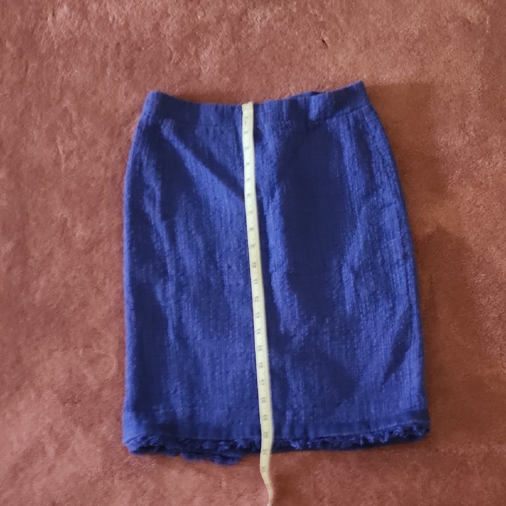 J.Crew Purple Blue Tweed 100% Cotton Fully Lined Kick Split Skirt Size 4